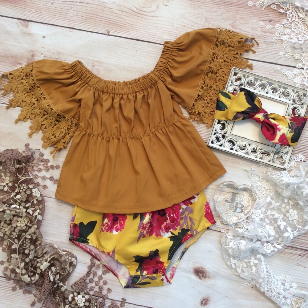 Boutique Baby Girls Trendy 3pc Outfit - Picture 2 of 3